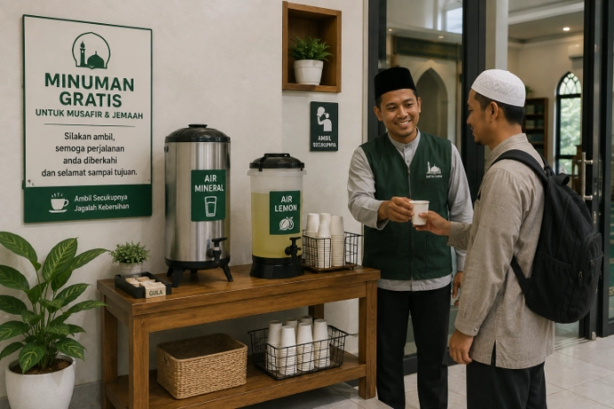Fasilitas minuman gratis untuk musafir