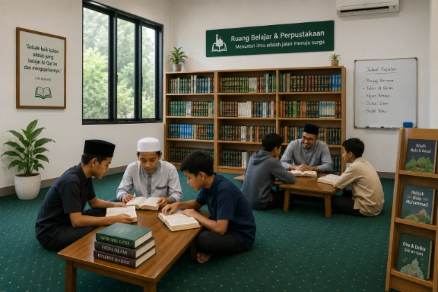 Fasilitas ruang belajar dan perpustakaan masjid baitul karim